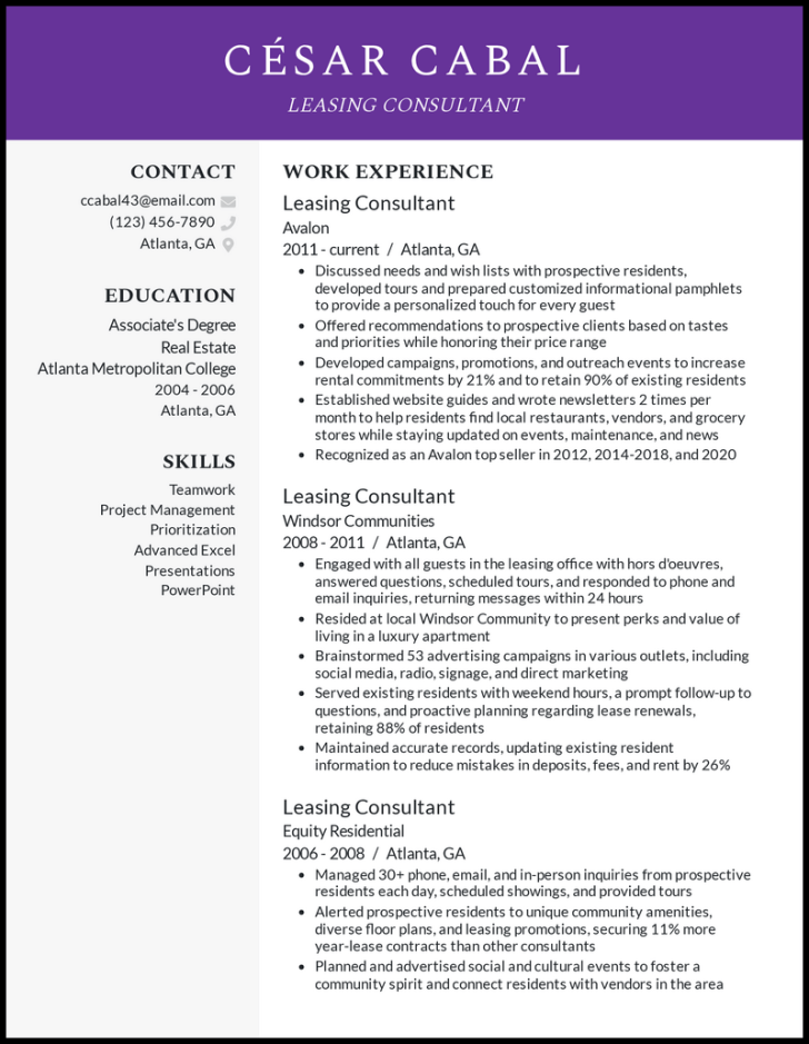 consulting resume examples that worked in 1