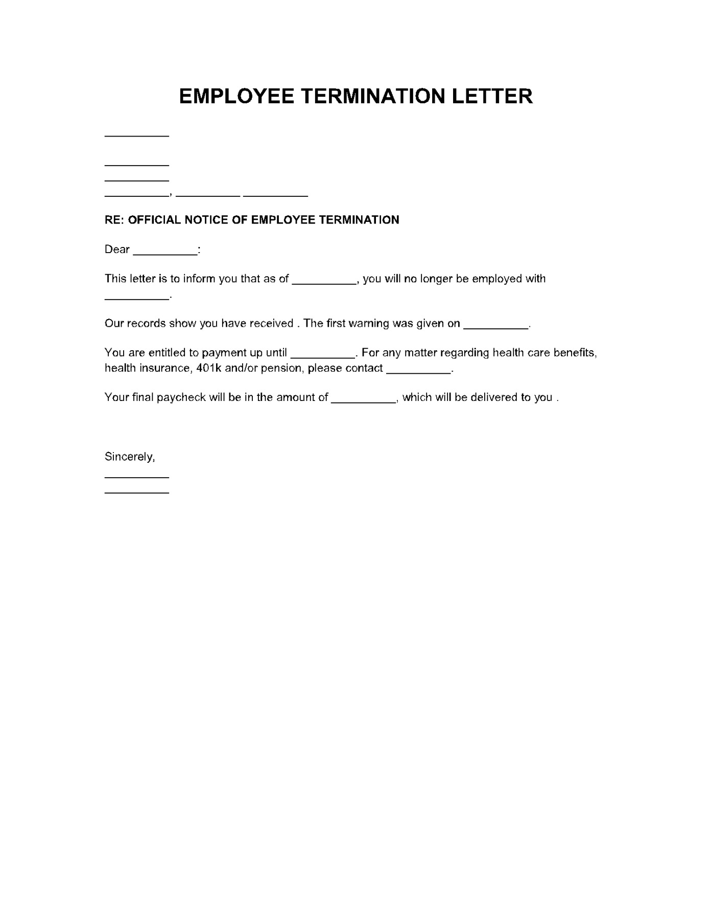 free termination letter template pdf cocosign