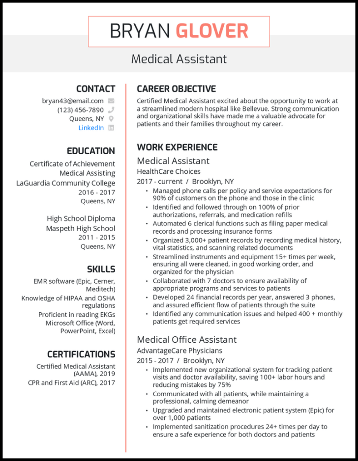 Medical Assistant Resume Samples for