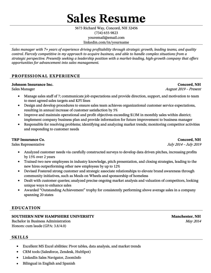 sales resume examples amp writing tips for