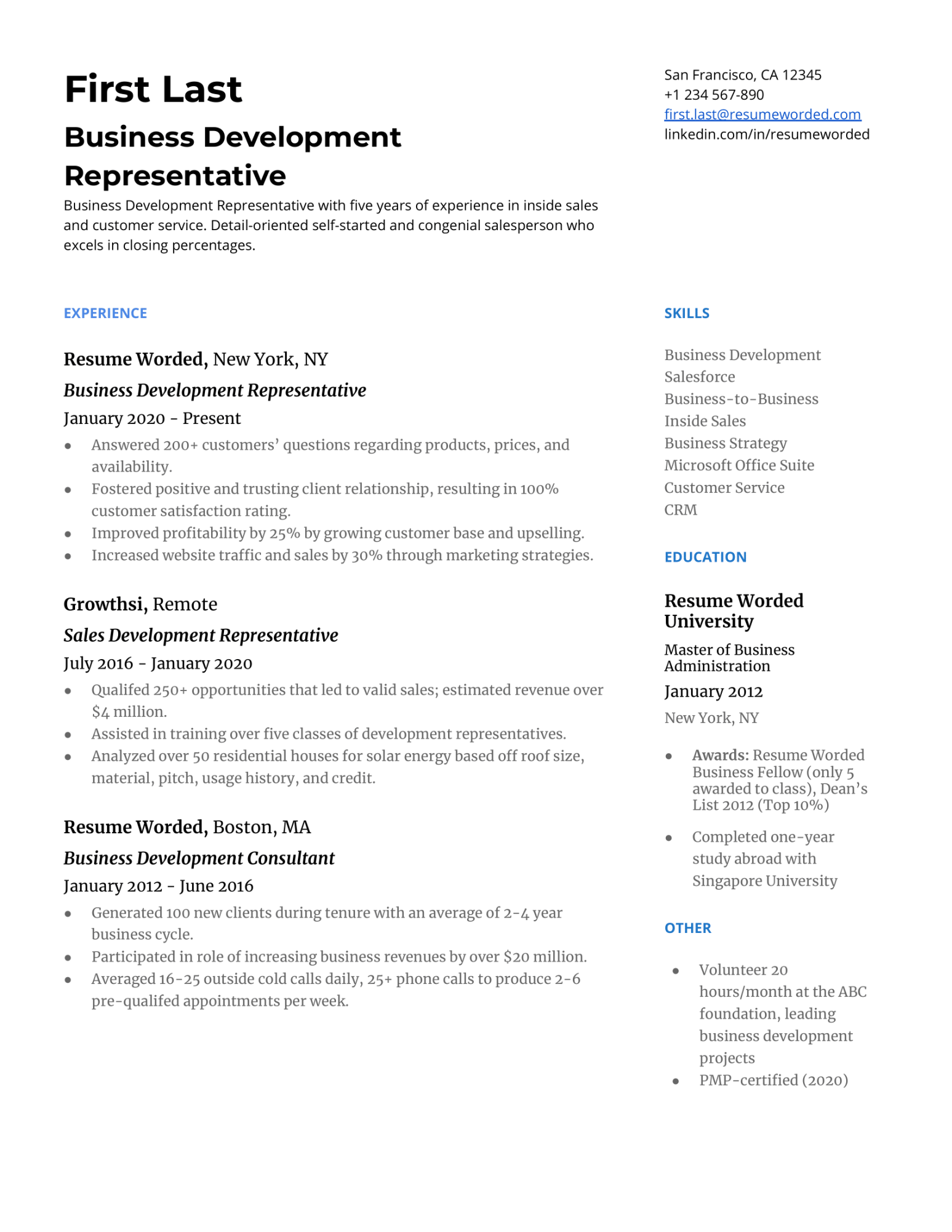 + Sales Resume Examples for   Resume Worded